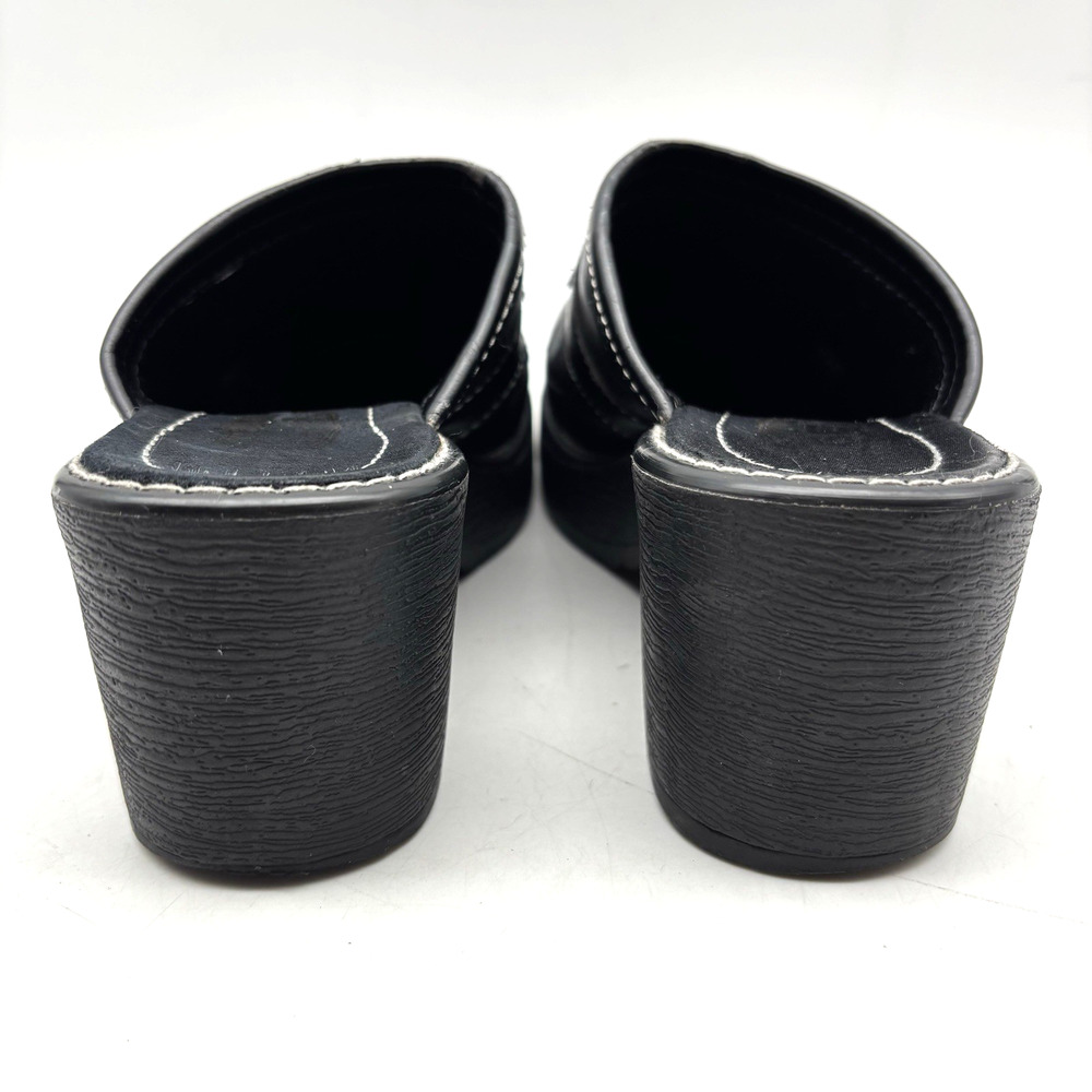 Vintage 90s Y2K Route 66 Black Faux Leather Chunky Platform O-ring Mules 7 - Picture 5 of 16